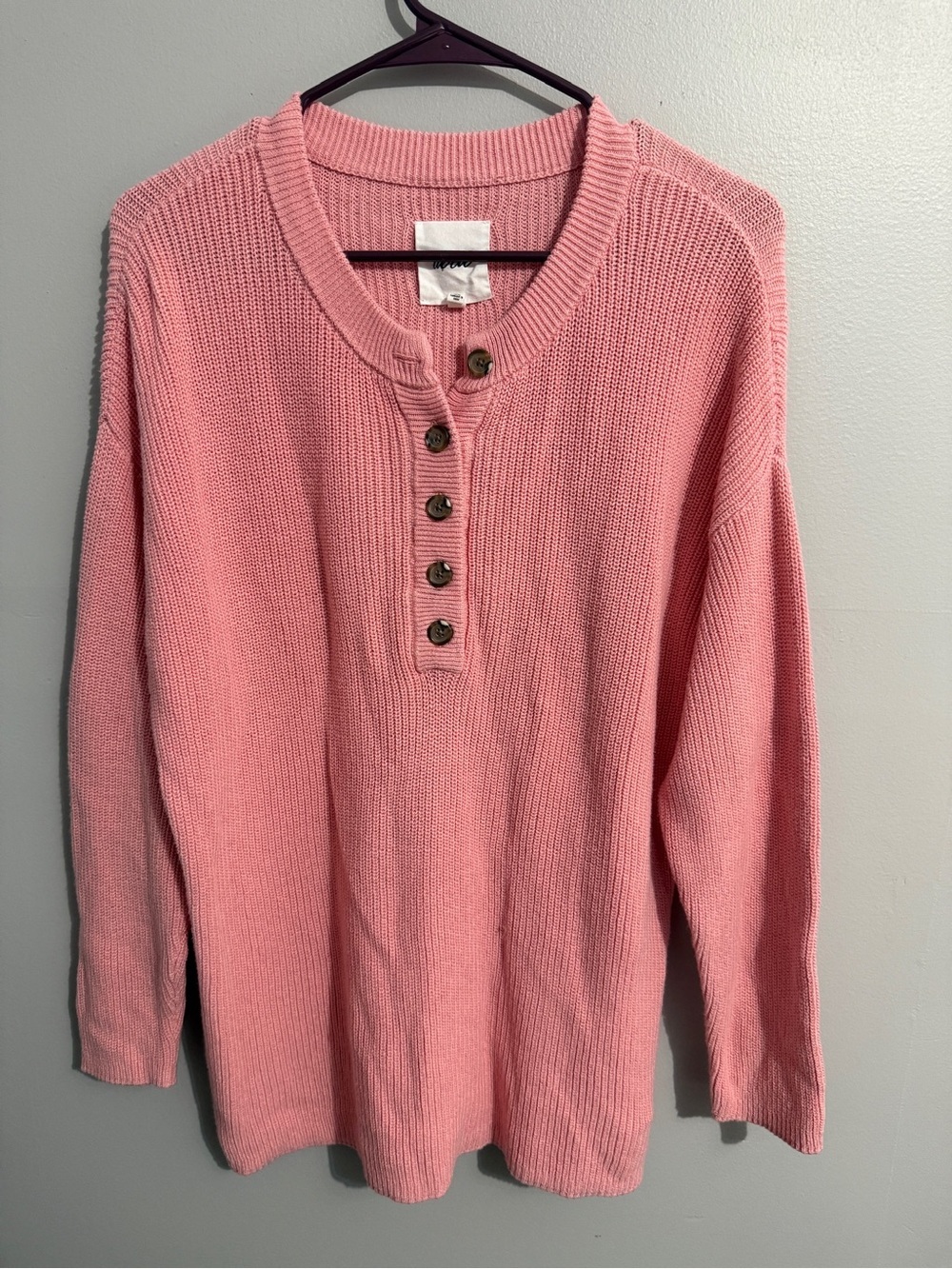 Aerie Sweater Womens Small Henley Quarter Button Popover Knit Lounge Relaxed Fit